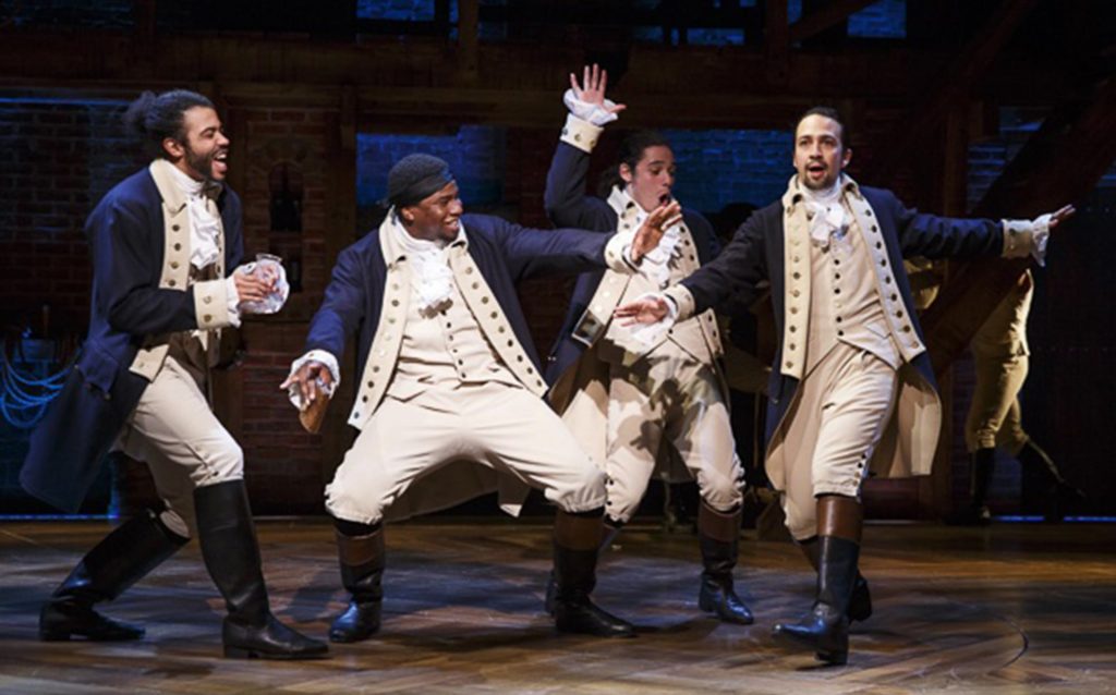 Daveed Diggs, Okieriete Onaodowan, Anthony Ramos and Lin-Manuel Miranda in Hamilton